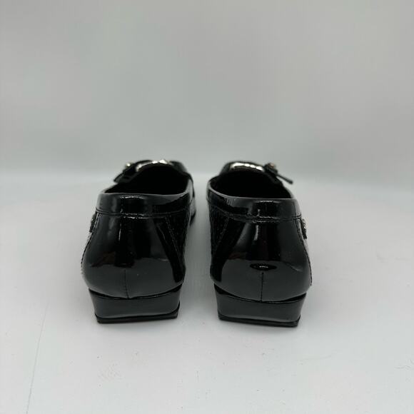 Stuart Weitzman Black Patent Leather Loafers Flats Front Buckle Womens Size 4M - Picture 5 of 16